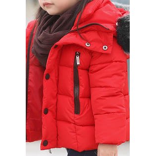 Kids Girls Stylish Warm Hooded Neck Fabulous Letter Pattern Long Sleeve Pockets Styled Warm Padded Jacket