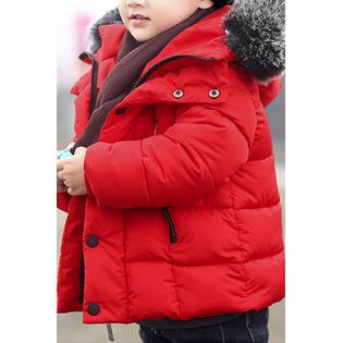 Kids Girls Stylish Warm Hooded Neck Fabulous Letter Pattern Long Sleeve Pockets Styled Warm Padded Jacket