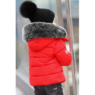 Kids Girls Stylish Warm Hooded Neck Fabulous Letter Pattern Long Sleeve Pockets Styled Warm Padded Jacket