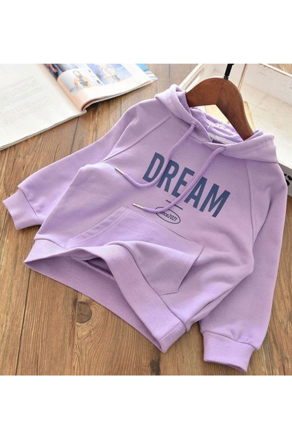 Kids Girls Fabulous Letter Pattern Thick & Reliable Long Sleeve Pullover Drawstring Hoodie