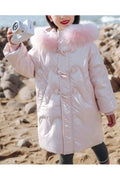 Kids Girls Thick Long Front Zip Padded Jacket