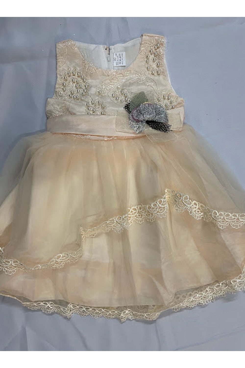 Kids Girls Attractive Beads & Lace Decorated Sleeveless Knoted Waist Appealing Dress