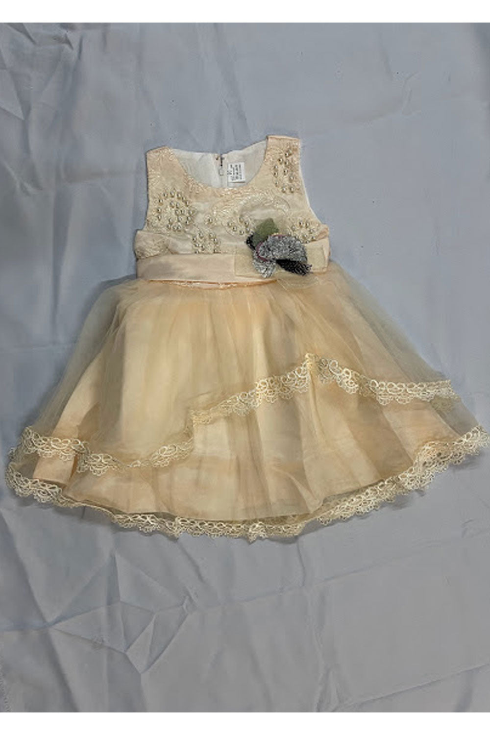 Kids Girls Attractive Beads & Lace Decorated Sleeveless Knoted Waist Appealing Dress