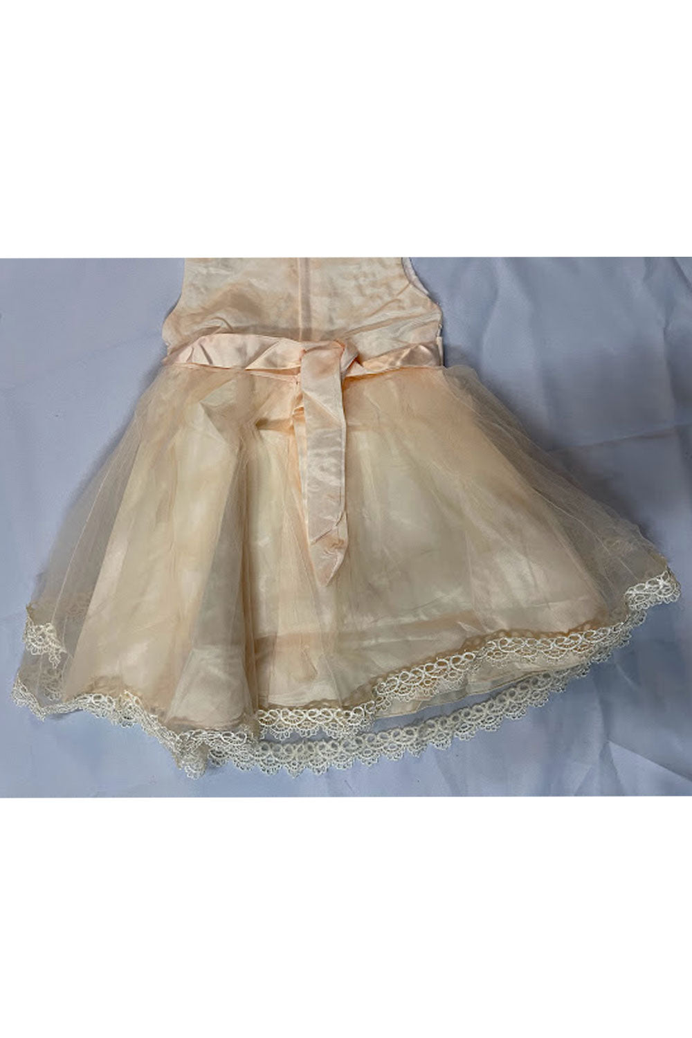 Kids Girls Attractive Beads & Lace Decorated Sleeveless Knoted Waist Appealing Dress