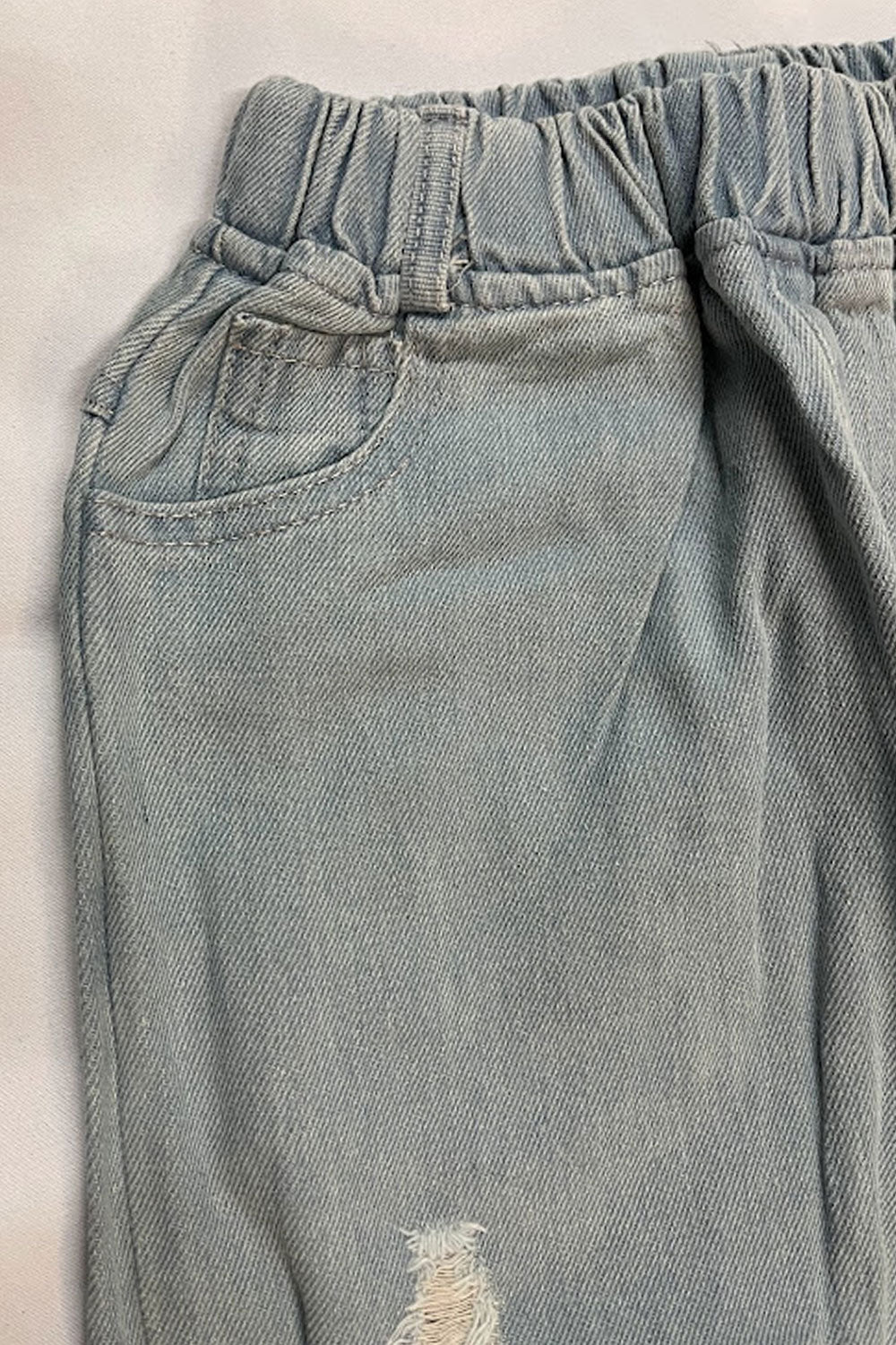 Kids Girls Stretchable Elastic Waist Fancy Ribbed Denim Jeans