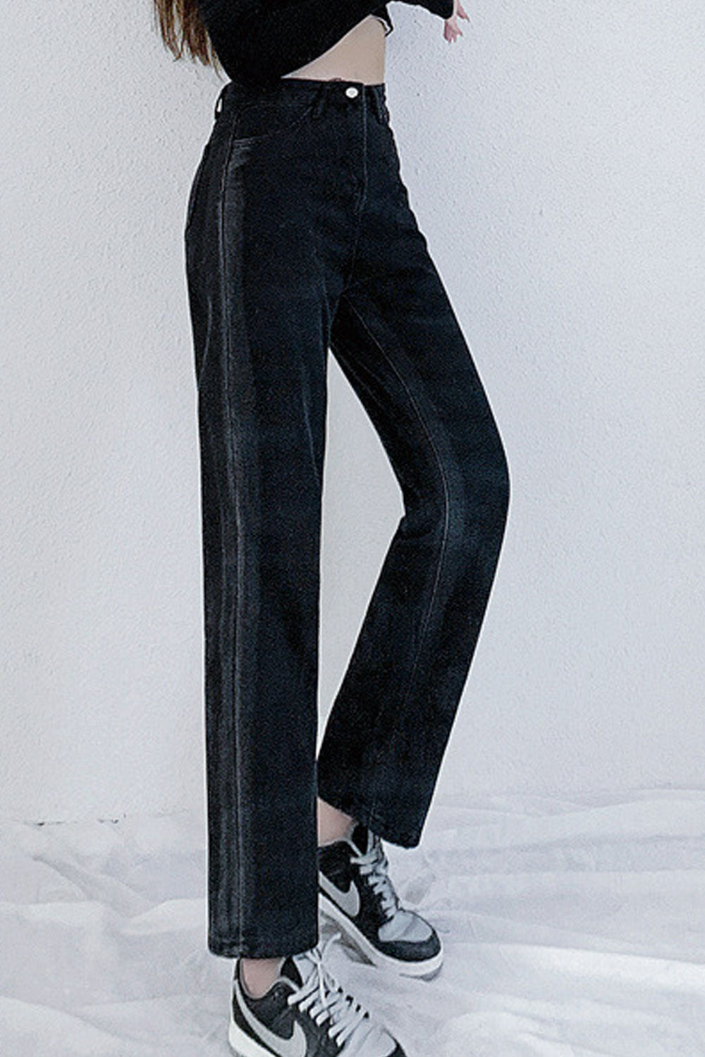 Women Superb Solid Colored Restful High-Waist Weekend Straight Denim Jeans