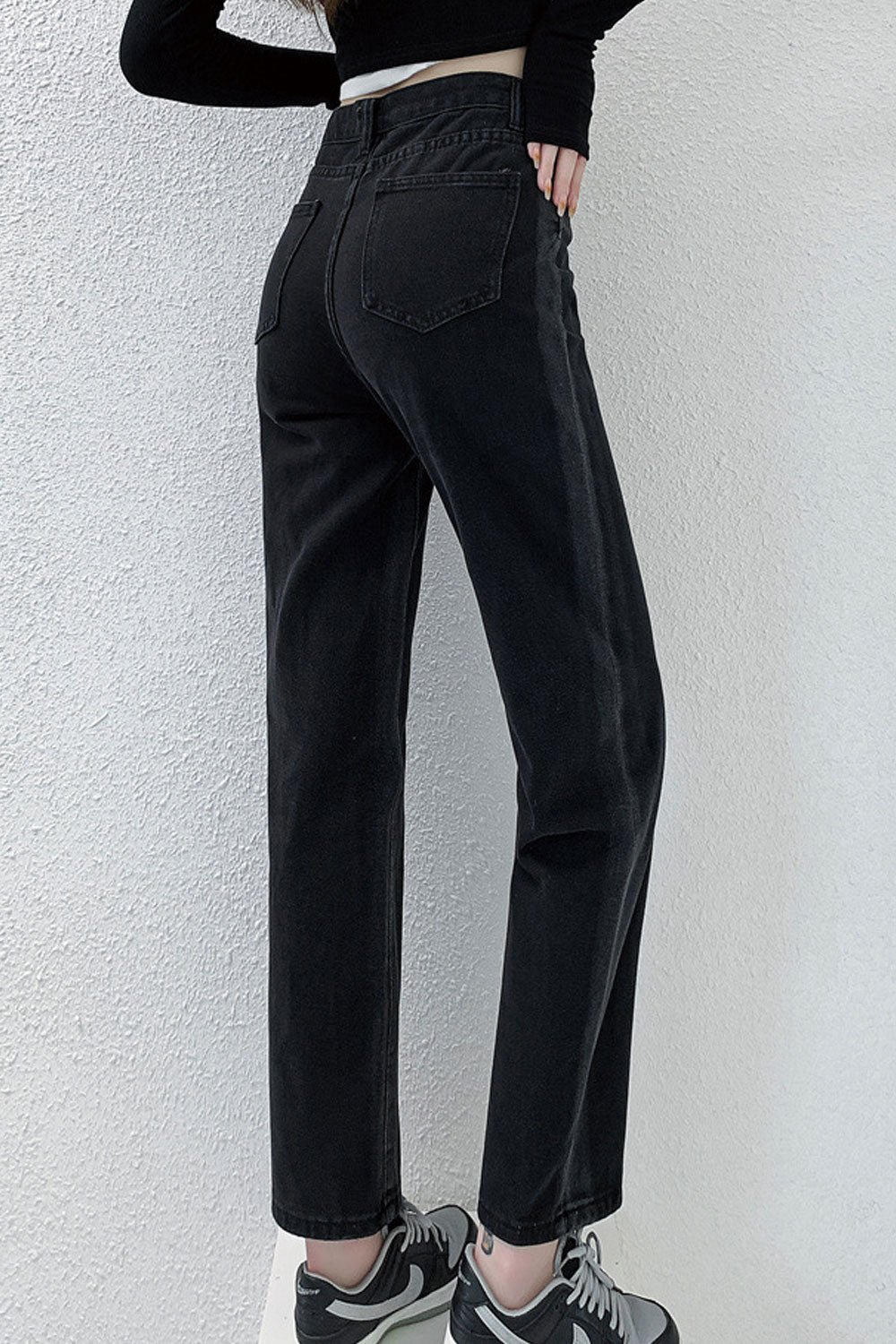 Women Superb Solid Colored Restful High-Waist Weekend Straight Denim Jeans