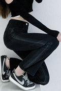 Women Superb Solid Colored Restful High-Waist Weekend Straight Denim Jeans