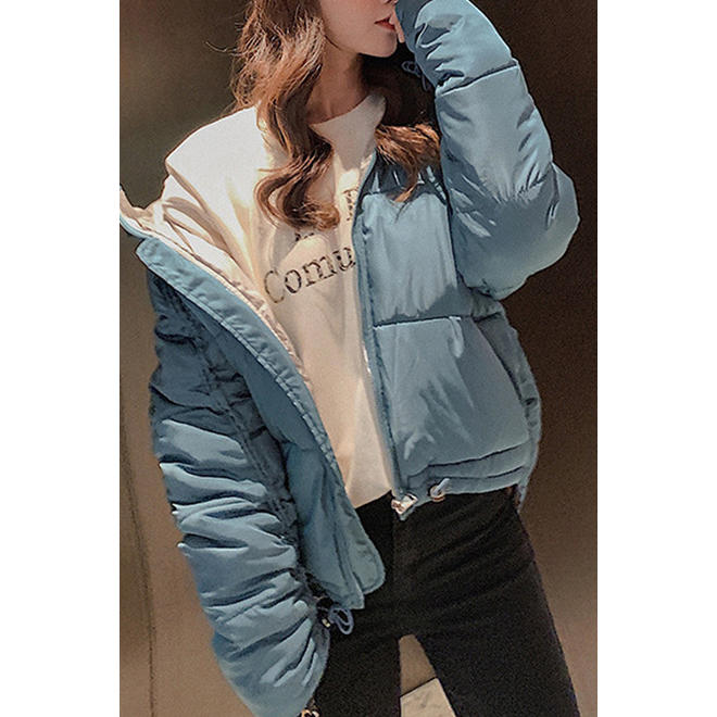 Women Loose Cotton Padded Zipper Up Winter Jacket