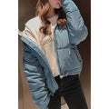 Women Loose Cotton Padded Zipper Up Winter Jacket