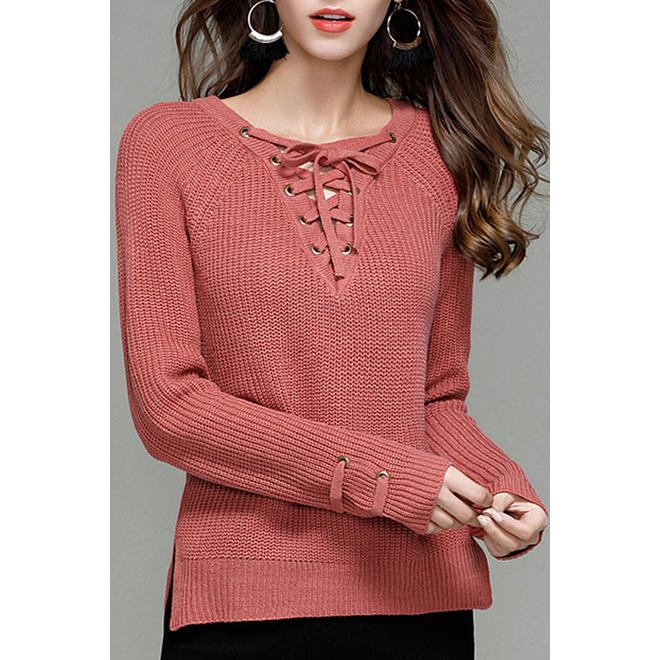Women Modern Notch Neck Warm Sweater