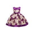 Kids Girls Silk Waist Ribbon Wedding Party Dress