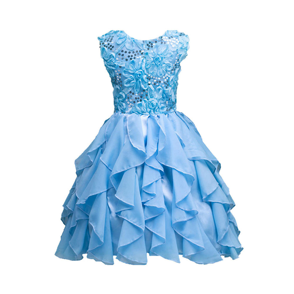 Kids Girls Hollow Lace Silk Bow Decorated Dress