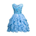 Kids Girls Hollow Lace Silk Bow Decorated Dress