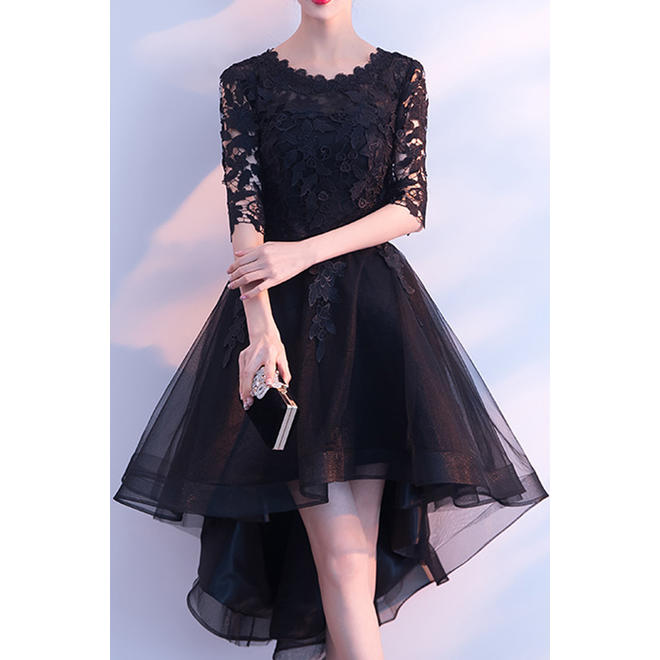 Women Flower Lace Decorated Wedding Dress