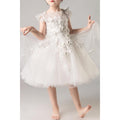Kids Girls Elegant Smooth Solid Pattern Fabulous Sleeveless Thin Mesh Skirt Dress