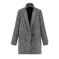 Women Collar Neck Curve Pockets Woolen Coat