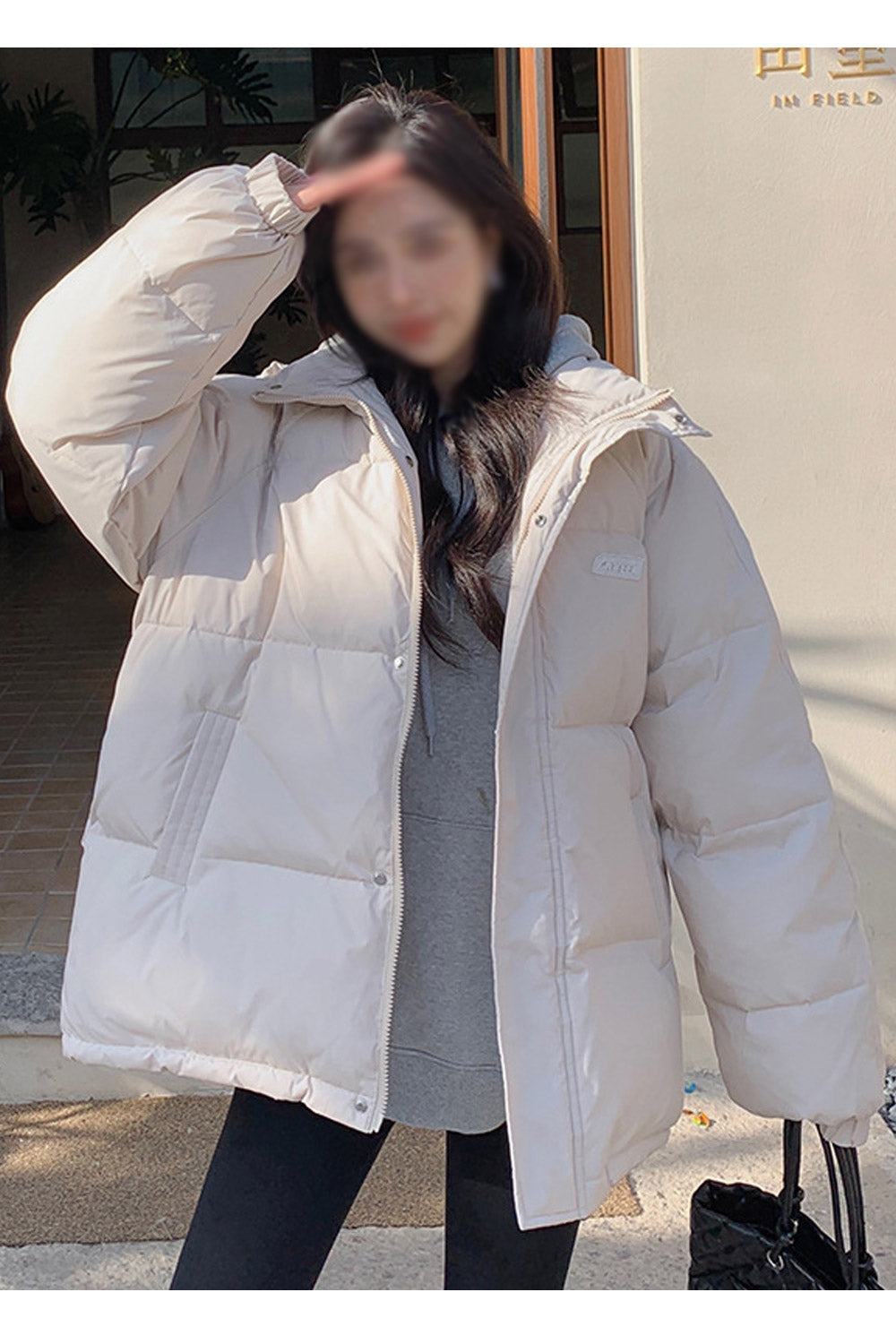 Women Cozy Standup Collar Side Pockets Zip Closure Warm & Thick Winter Padded Jacket