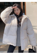 Women Cozy Standup Collar Side Pockets Zip Closure Warm & Thick Winter Padded Jacket
