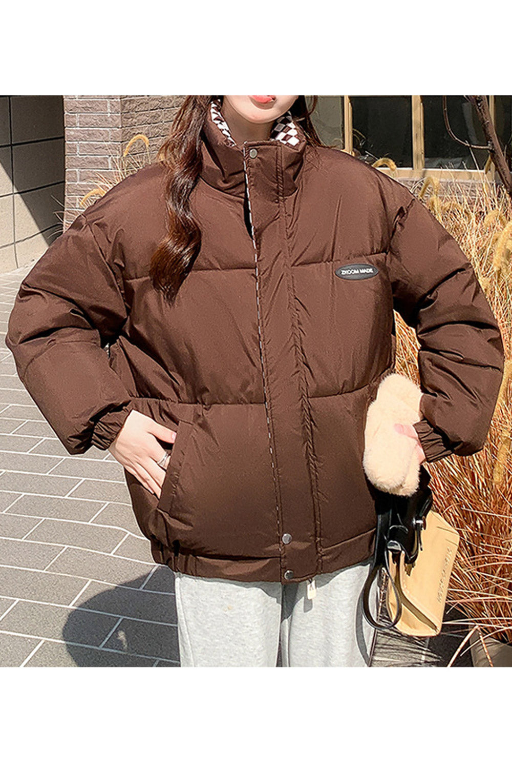 Women Comfortable Solid Pattern Stretchable Cuff Side Pockets Warm Winter Padded Jacket
