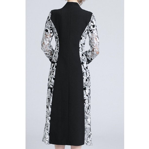 Women Embroided Collar Neck Evening Dress