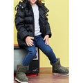 Kids Girls Cute Letter Print Warm Zipper Padded Jacket