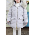 Kids Girls Pockets Styling Solid Colored Elegant Warm Long Sleeve Padded Jacket