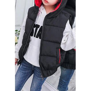 Kids Girls Puffy Style Full Zipper Casual Vest