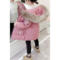 Kids Girls Cozy Ribbed Cuff Solid Pattern Winter Padded Jacket