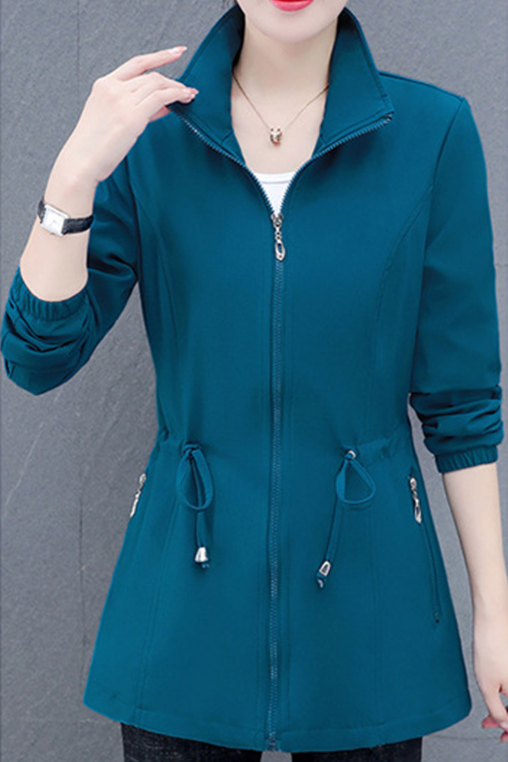 Women Splendid Stand Collar Neck Ribbed Cuff & Slash Pocket Winter Casual Jacket