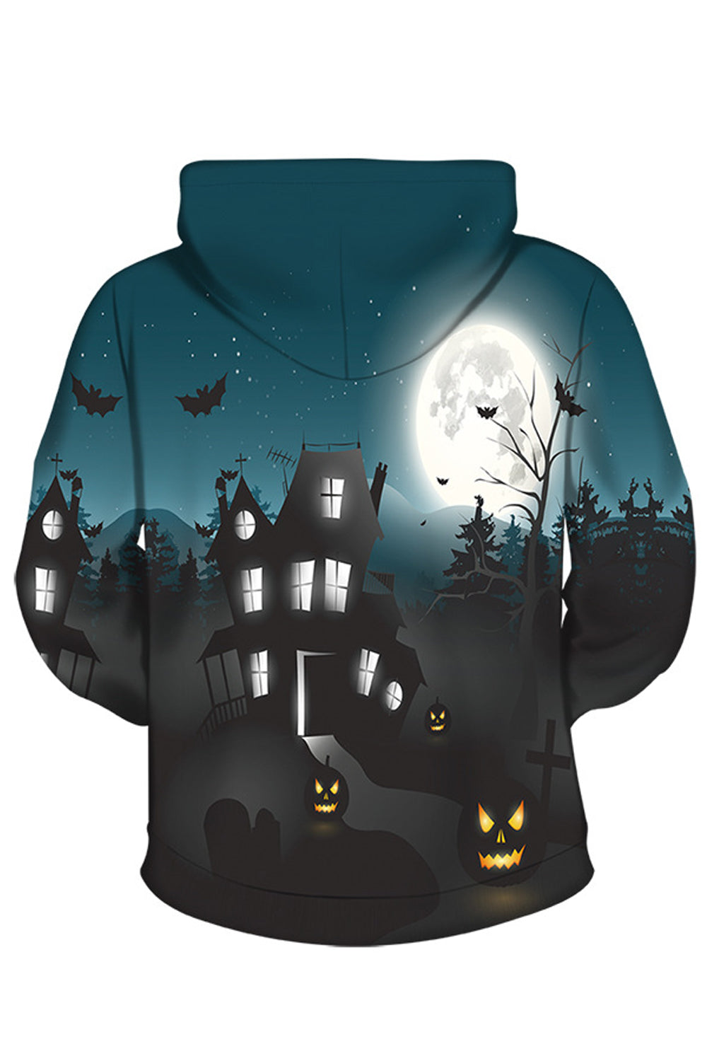 Women Awesome Printed Pattern Useful Kangaroo Pockets Winter Halloween Hoodie