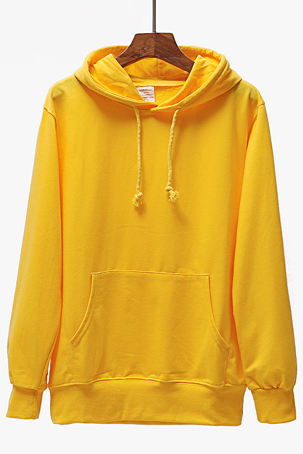 Women Relaxing Solid Pattern Comfy Kangaroo Pockets Ribbed Hem Winter Pullover Hoodie