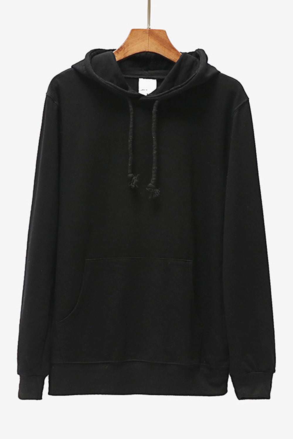 Women Relaxing Solid Pattern Comfy Kangaroo Pockets Ribbed Hem Winter Pullover Hoodie