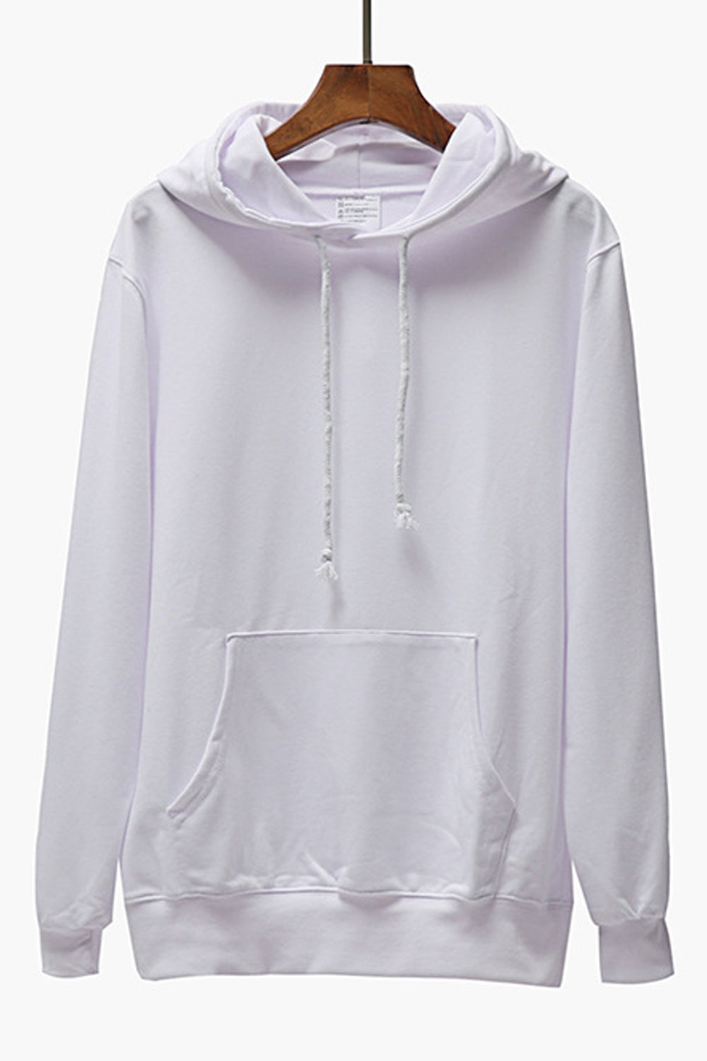Women Relaxing Solid Pattern Comfy Kangaroo Pockets Ribbed Hem Winter Pullover Hoodie