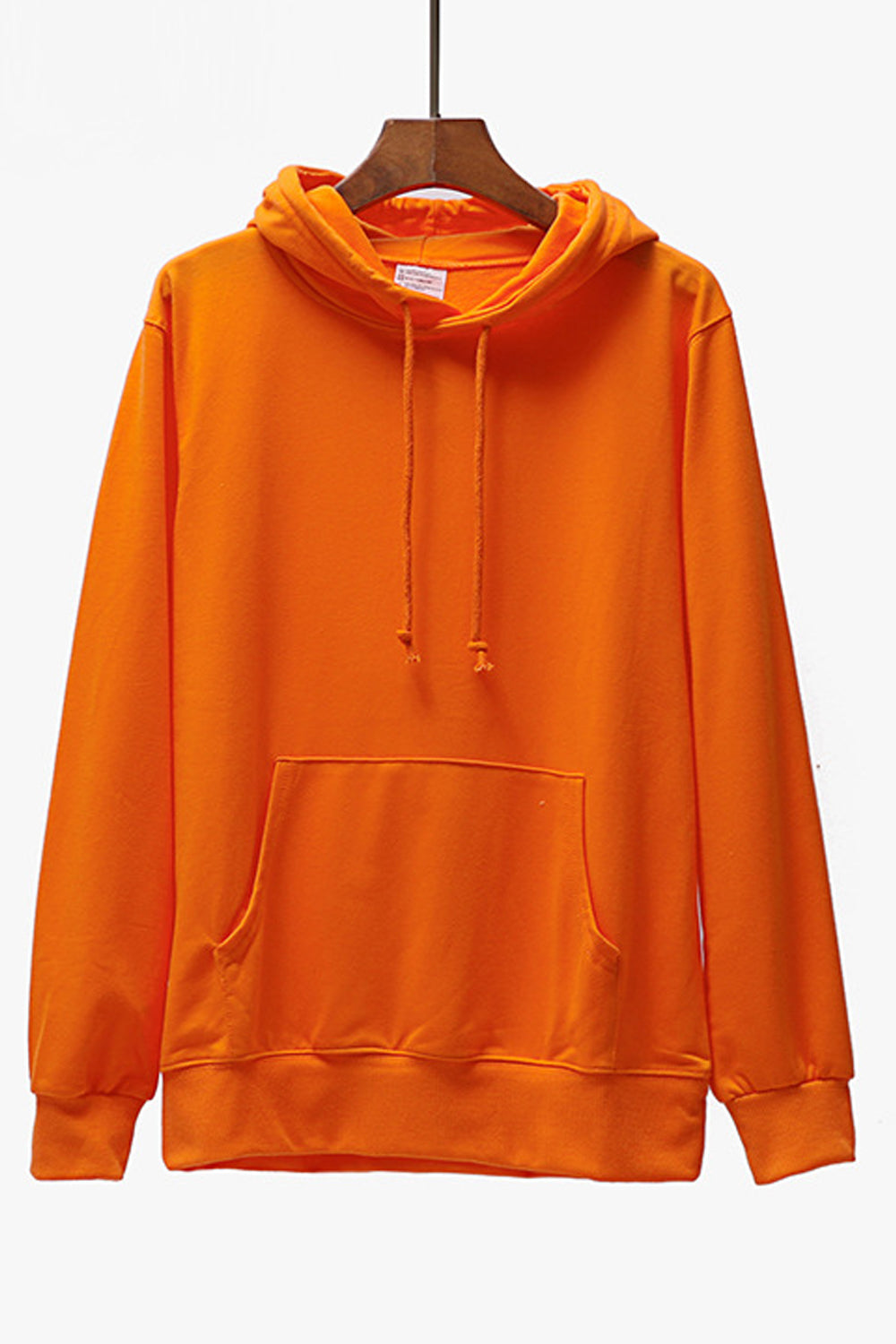 Women Relaxing Solid Pattern Comfy Kangaroo Pockets Ribbed Hem Winter Pullover Hoodie