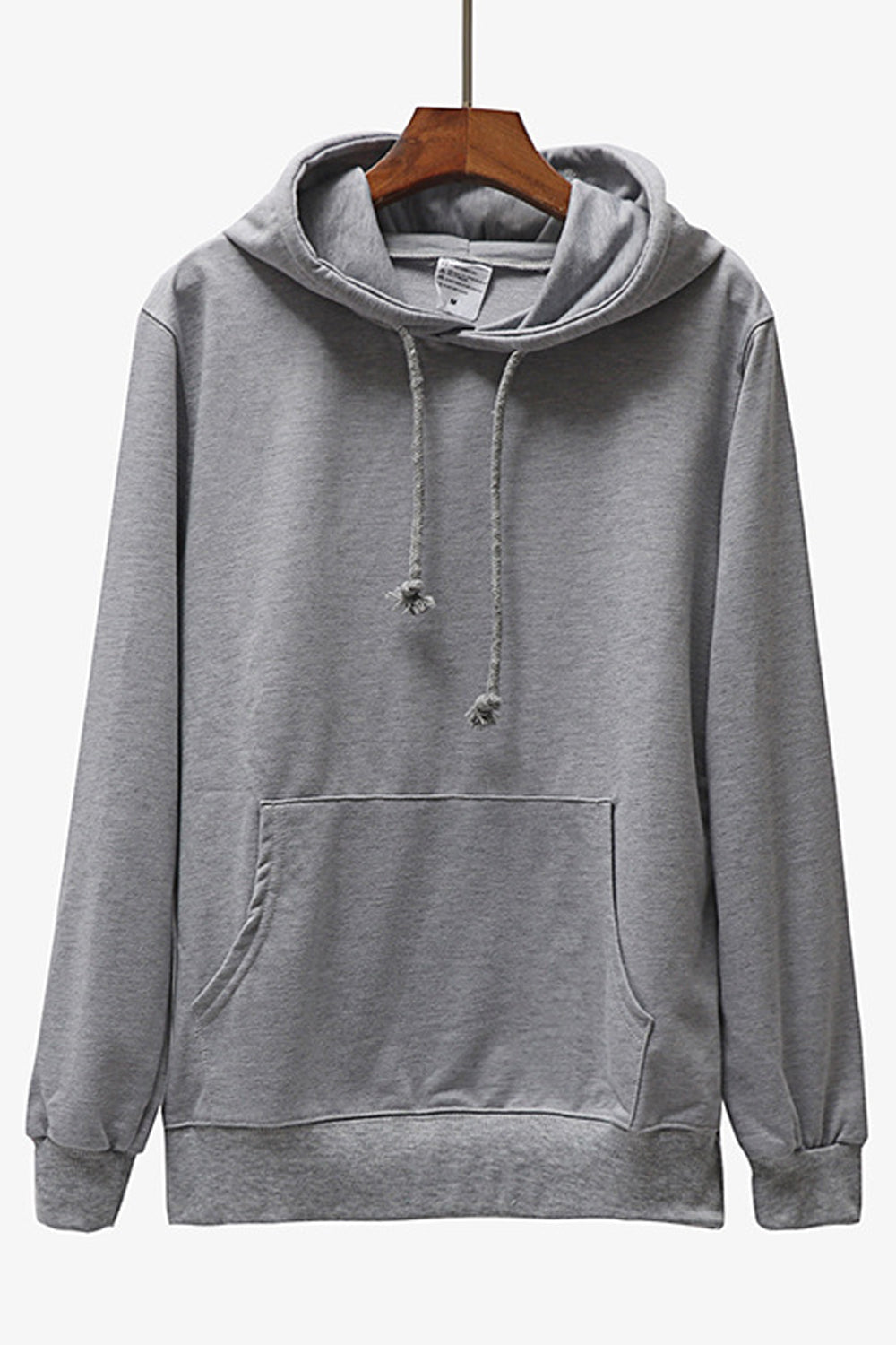 Women Relaxing Solid Pattern Comfy Kangaroo Pockets Ribbed Hem Winter Pullover Hoodie
