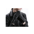 Women Lovely Solid Color Warm Thick Leather Gloves