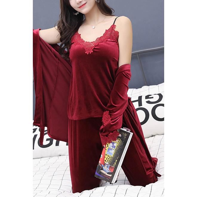 Women Loose Comfortable Three Piece Sleeping Suit
