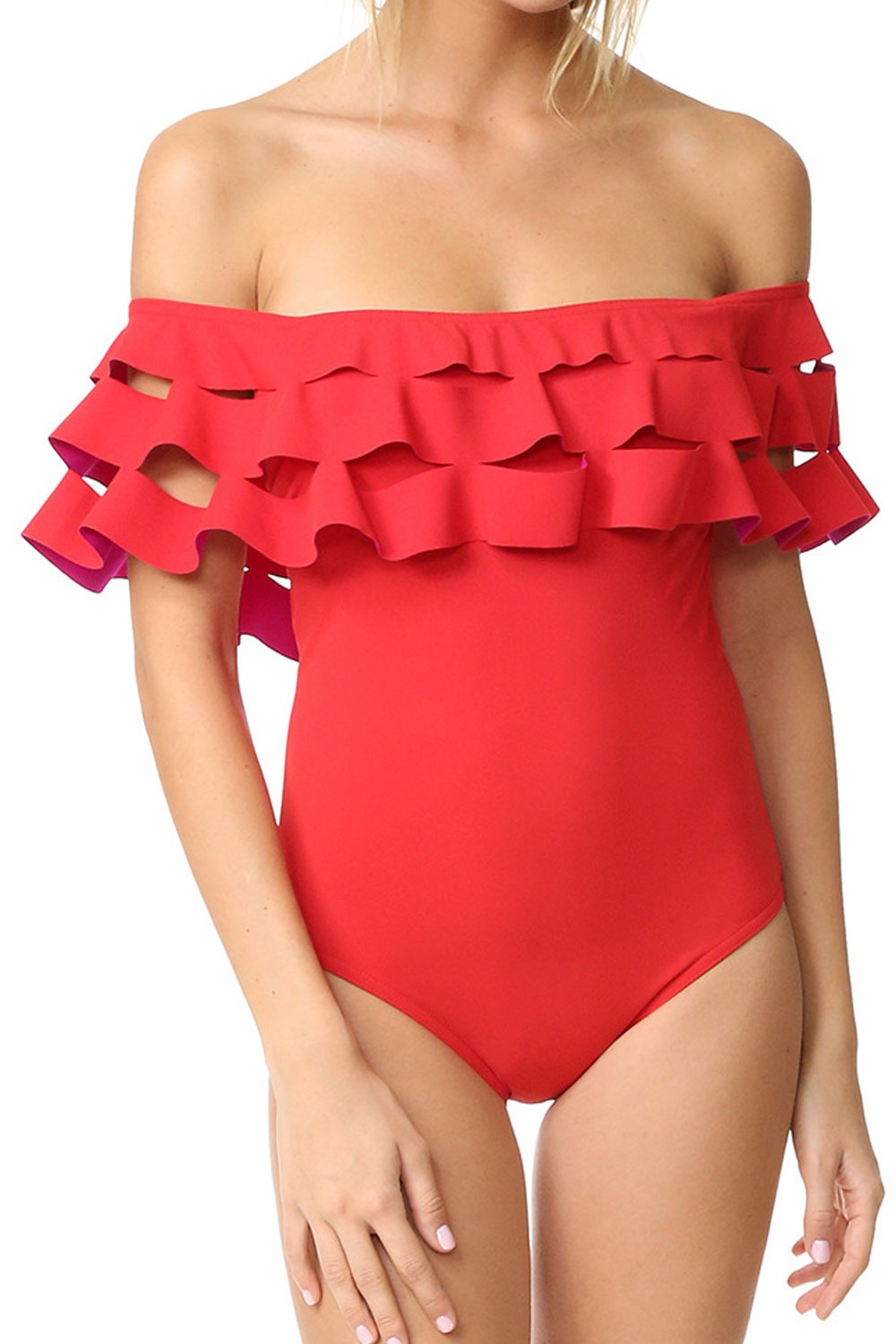 Ruffled One Piece Beach Swimwear