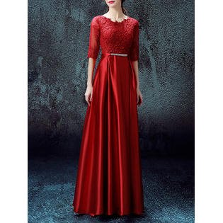 Women Outstanding Round Neck Half Sleeve Superb Designed Slim Waist Lovely A-Line Dress