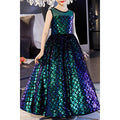 Kids Girls Sleeveless Shiny Birthday Party Dress