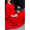 Women Elegant Bell Sleeve Party Dress
