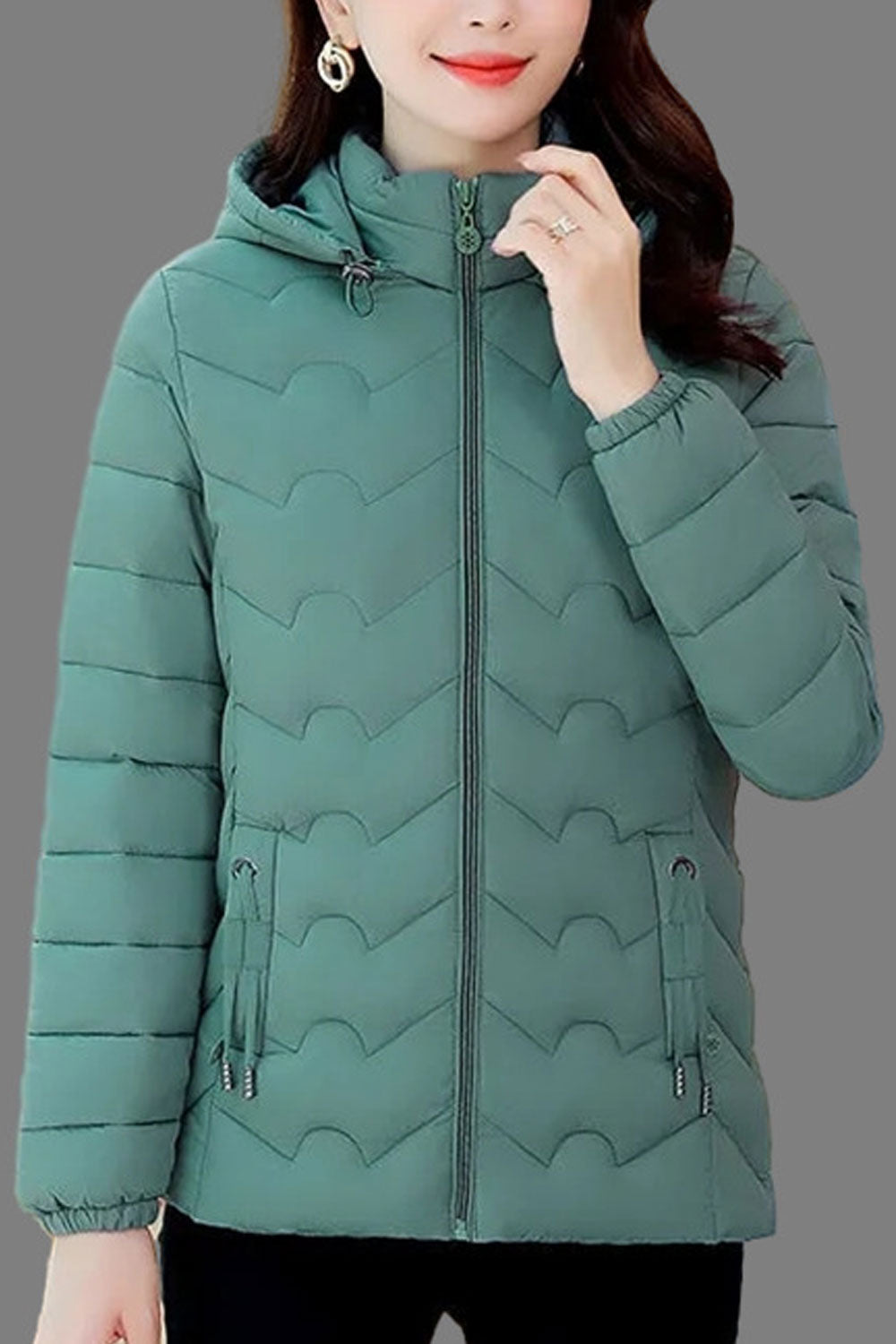 Women Enthralling Hooded neck Stretchable Cuff Drawstring Style Side Pocket & Easy Zip Fastener Soothing Winter Padded Jacket