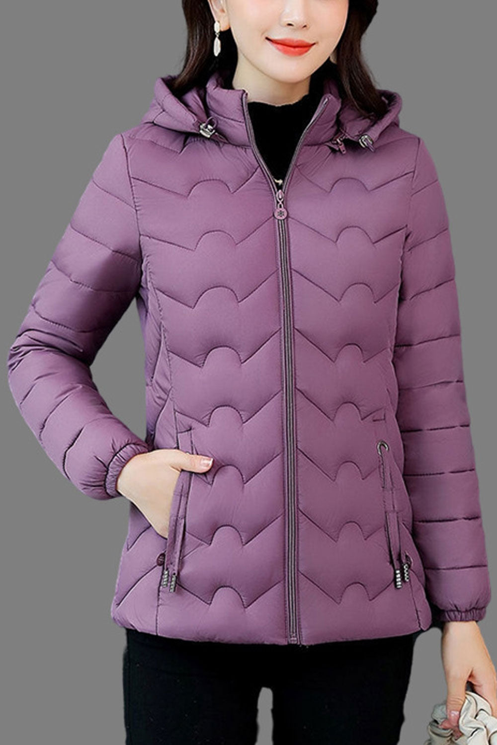 Women Enthralling Hooded neck Stretchable Cuff Drawstring Style Side Pocket & Easy Zip Fastener Soothing Winter Padded Jacket