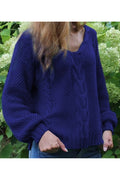 Women Cozy Solid Colored Thick Lightweight Long Sleeve Winter Elegant Relaxing Sweater
