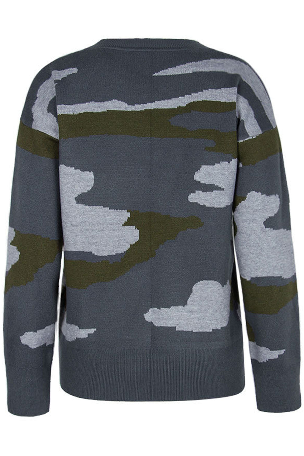 Women Fashionable Camouflage Printed Round Neck Pullover Warm Winter Sweater