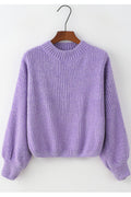 Women Bloom Knitted Round Neck & Fitted Ribbed Cuff Smooth Winter Sweater