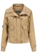 Women Florish Knitted Turtle Neck Ribbed Cuff Long Sleeves Buttoned Fastener & Flap Closure Pocket Thick Casual Winter Jacket