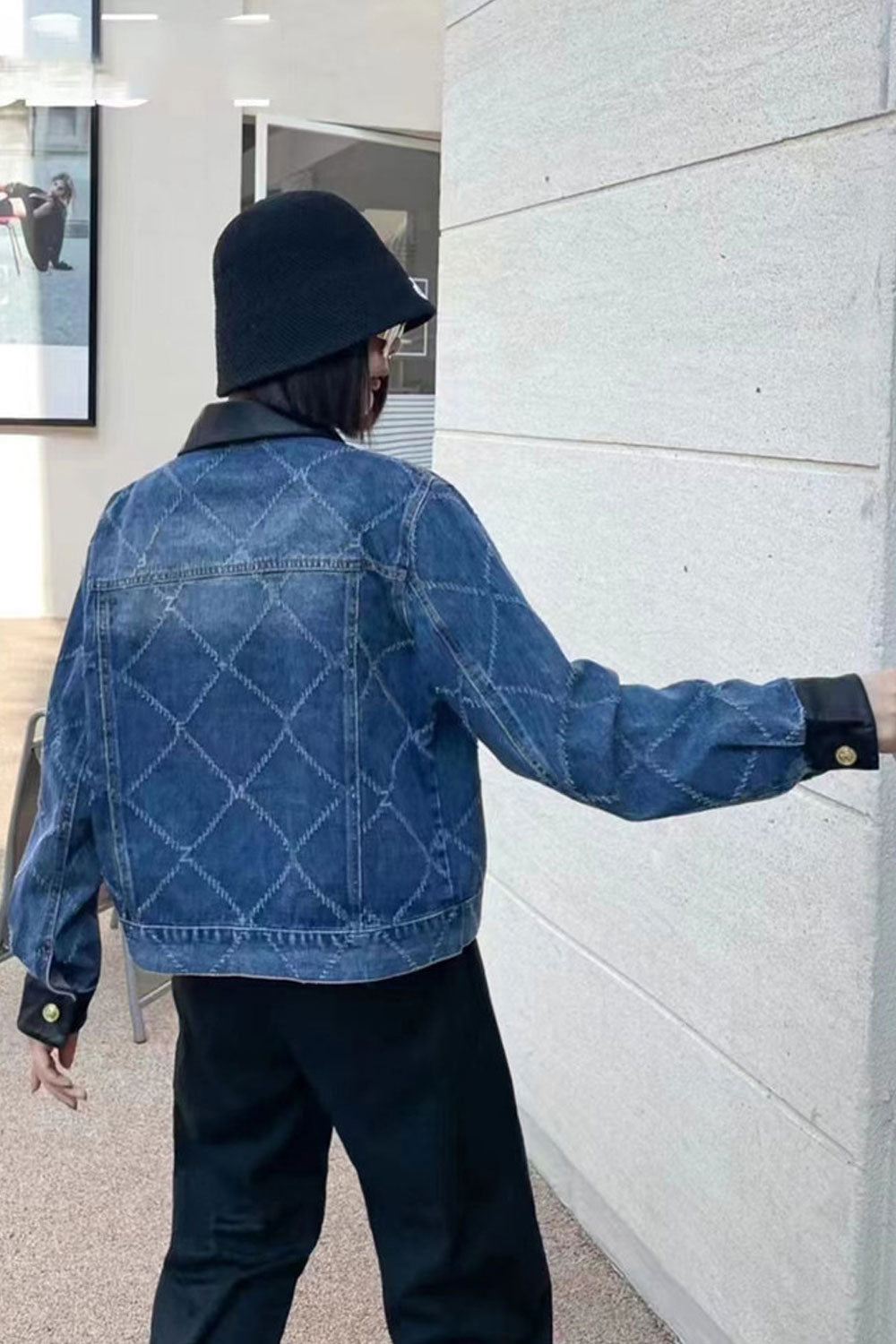 Women Printed Collar Neck Ribbed Cuff & Front Buttoned Closure Temperate Casual Winter Casual Jacket