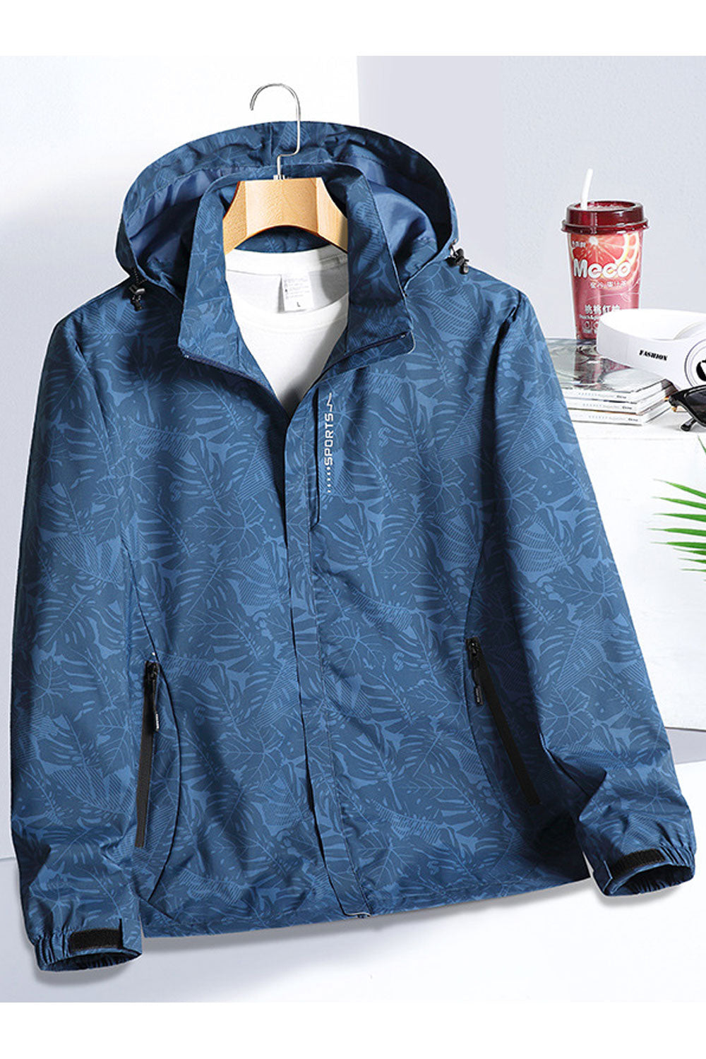 Women Floral Patterned Stand Collar Neck Comfy Stretchable Velcro Cuff Easy Front Zippered Closure Winter Casual Jacket